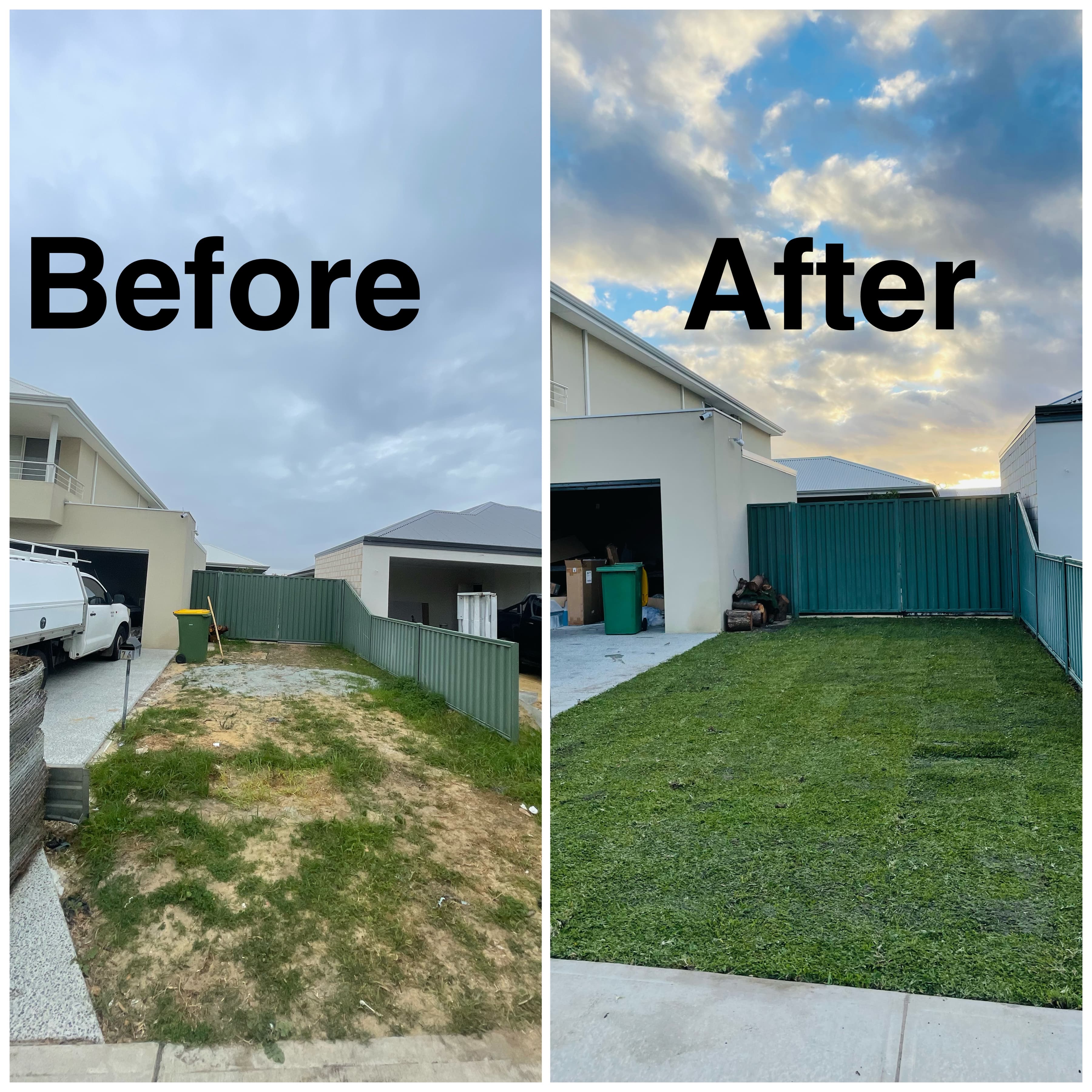 Established green residential lawn after renovation